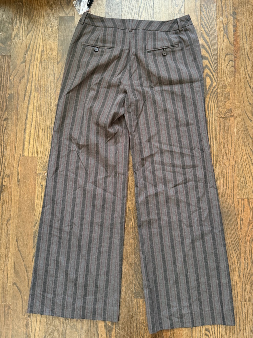 Larry Levine Gray Pinstripe Wide-Leg Trousers - Picture 2 of 8